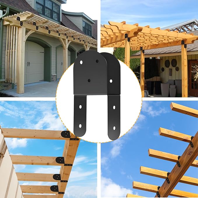 4 Pcs 2"x 4" Deck Post Caps Tie Brackets ,Ineer Size(1.6"x 3.6") 14 Gauge Post Base Steel Post Anchor Connector Support Fence Post Brackets for Posts to Wood