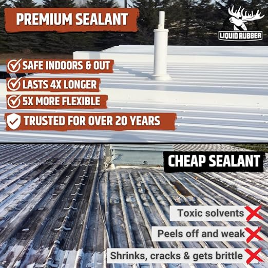 Liquid Rubber Color Waterproof Sealant - Elastomeric Roofing Coating for Flat or Slope Roofs & Foundations - DIY Paint & Leak Repair Membrane Compatible with Metal & Concrete - Hunter Green, 1 Gallon