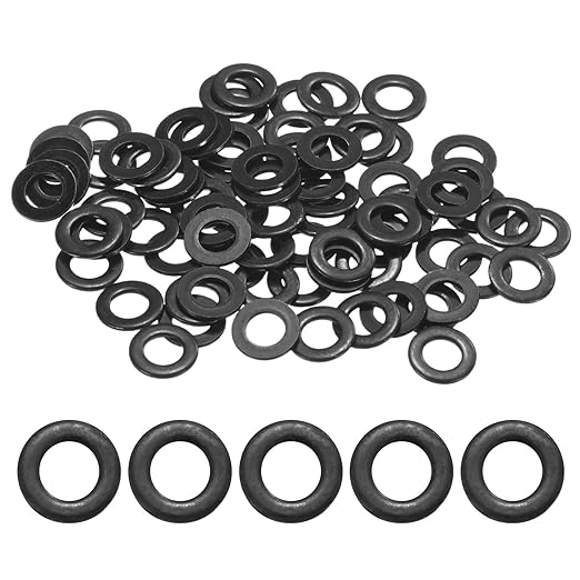 100-Pack M5 Flat Washers, Metric 10mm OD 1mm Thick 304 Stainless Steel Washers for Bolts Screws Nuts for Automotive/Machinery/Furniture, Flat Metal Washers [Black Galvanized]