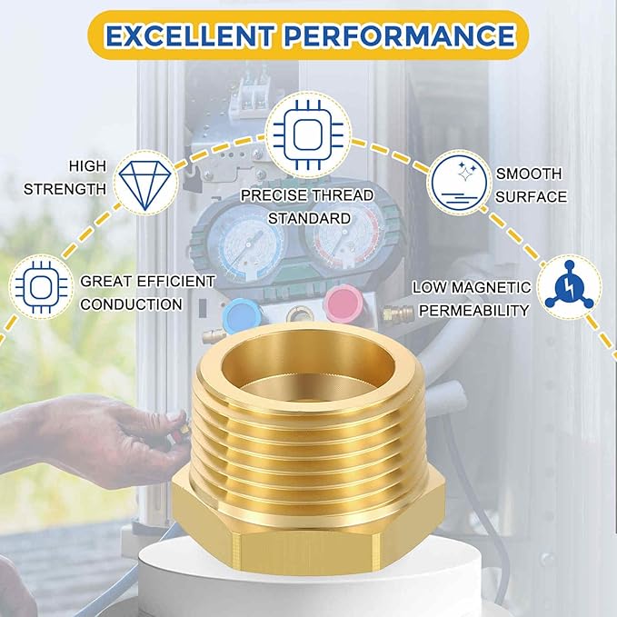 2 Pack Brass Pipe Fittings, 1" NPT Male to 1/2" NPT FeMale Brass Hex Bushing Reducer, Hose Tube Threaded Adapter for Air, Oil, LP