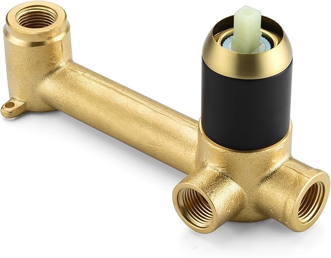SUMERAIN Wall Mount Bathroom Faucet Black and Gold Wall Mount Faucet for Bathroom Sink, with Two Handles and Rough in Valve