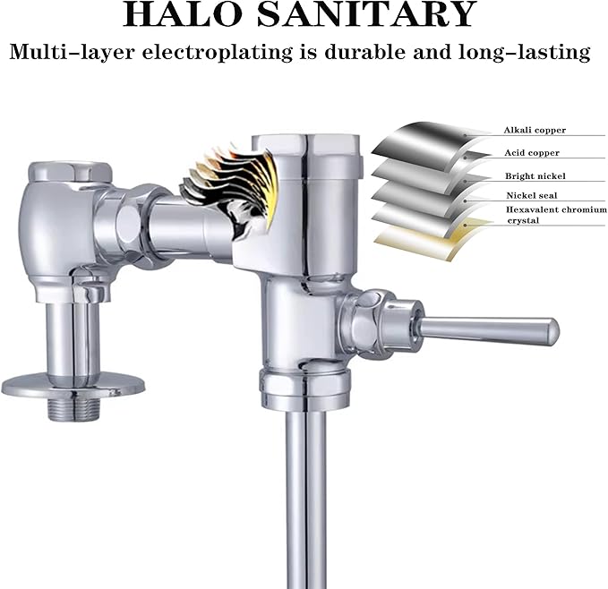 Exposed Manual Urinal Flushometer 1.5 Gpf Wall Closet Flush Valve Palanca de descarga Vanne de chasse d'eau Fit for Bathroom Hotel Market Toilet