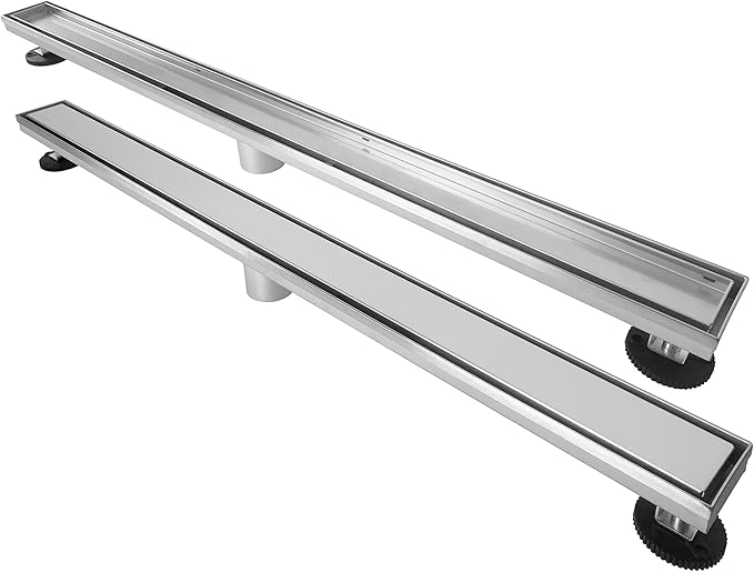 48 Inch Linear Drain Shower Drain Brushed Floor Drain with Removable SUS304 Stainless Steel CUPC Certificate and 2-in-1 Tile Insert Grate Cover