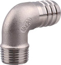 DERNORD 3/4" Hose Barb x 1/2" Male NPT Stainless Steel 90 Degree Elbow- Home Brew Pipe Fitting