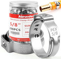 Newdeli 200pcs 5/8 inch Pex Crimp Rings Stainless Steel PEX Clamps Single Ear Hose Clamps Pex Fittings Cinch Pinch Clamp for Pipe Tubing Plumbing