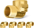 5-PCs HeSun Brass Pipe Fitting, 3/4" NPT Male x 3/4" NPT Female 90-Degree Barstock Street Elbow