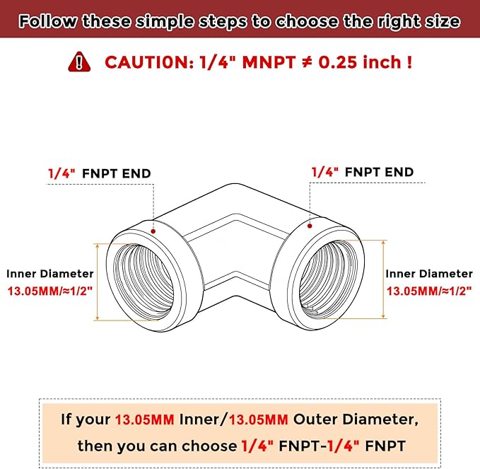 Pack of 2, 90° 1/4" NPT FeMale to 1/4" NPT FeMale Solid Brass Barstock Street Elbow, Forged Pipe Fitting for Pipe Leak Repair, Bathroom Remodeling, Tool Extensions, Compression