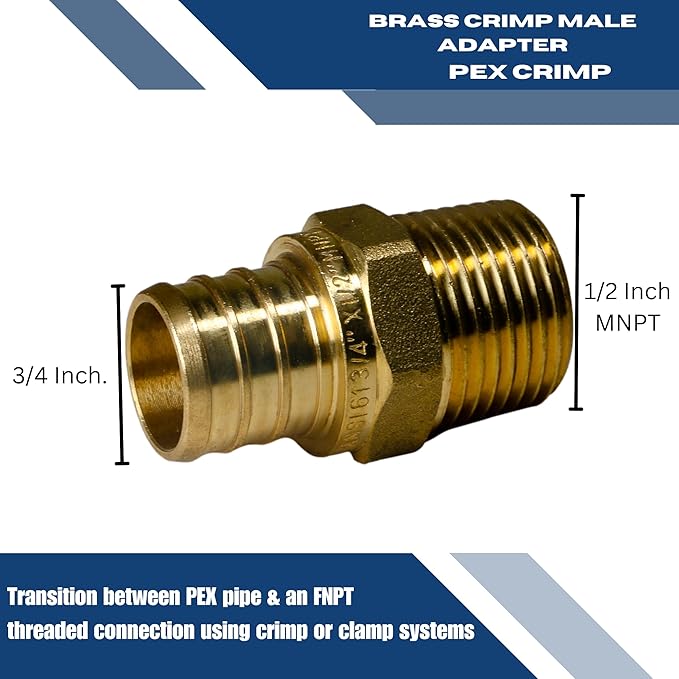 XFITTING 3/4 inch Pex x 1/2' Male NPT Adapter, 24-4-5=2X, 2 Pieces