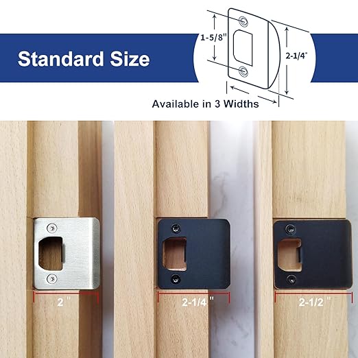 Extended Lip Strike Plate 2-1/2" x 2-1/4", Heavy Duty Version, Oversized Extra Wide Lip Door Latch Striker with Reinforced Torx/Star Screws & Bit(Satin Nickel, 1 Pack)