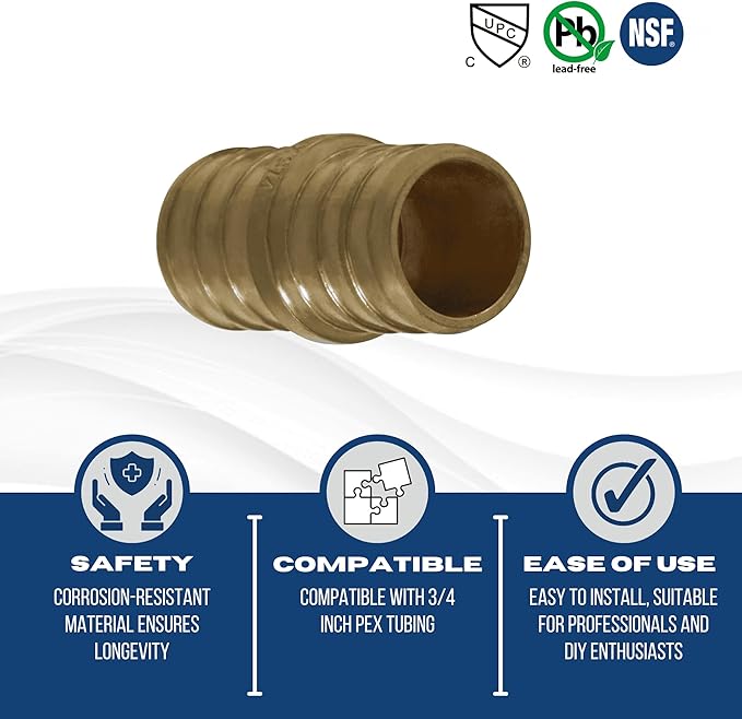 XFITTING Pex 3/4 Inch x 3/4 Inch Pex Coupling, 23-2-4=10XX, 10 Pieces