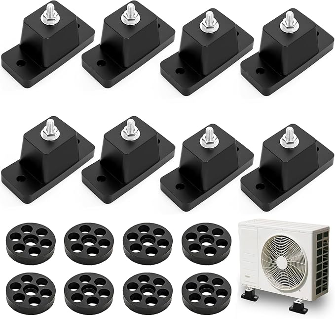 8 Pack Rubber Vibration Isolator Mounting Bracket, Anti Vibration Shock Absorbing Pads for Outdoor Mini Split Air Conditioner Condenser, Ground Stand for AC Units