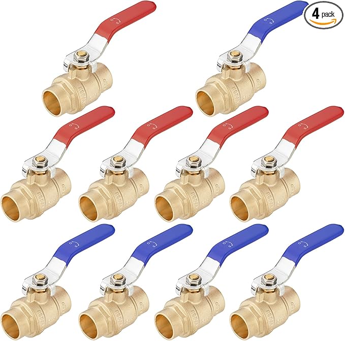 (4 Pack) Lidertik 3/4 inch Sweat Ball Valve Shut Off Valve 1/4 Turn Valve LI-QF1-FS-0.75(4 PCS)