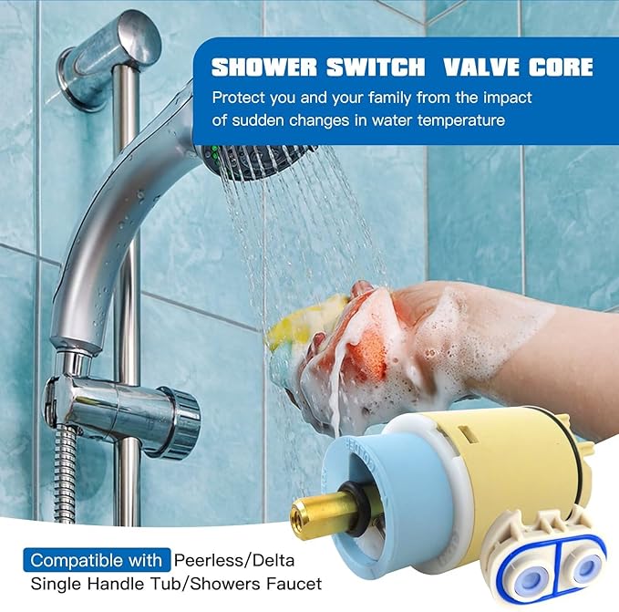 Pressure Balance Shower Cartridge Replacement 1-Pack Fit for Delta Foundation Series Replaces RP70538 Includes Check Valve for Single Handle Faucets