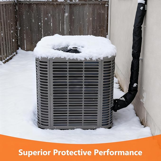 3 Layers HVAC Copper Pipe Insulation Cover,72"x10.2" Weatherproof 600D Oxford AC Pipe for Outside,Black Flexible Copper Line Insulation Sleeve for Central Air Conditioning Mini Splits