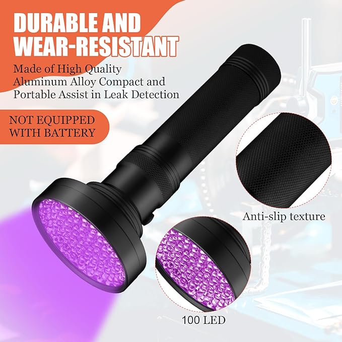AC Leak Detector Kit, R1234yf R134a R410a AC Oil UV Dye Injector Kit Refrigerant Leak Detector Tool Low Side Quick Coupler Mini Split Adapter Glasses Flashlight(Practical)