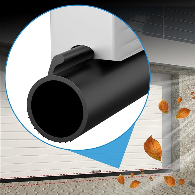 Gaahing 0.19" P-Bulb Garage Door Bottom Seal Strip - Replacement Impact Buffer Weatherstripping, Fits Single Track Overhead Door (9.8 FT, Black)
