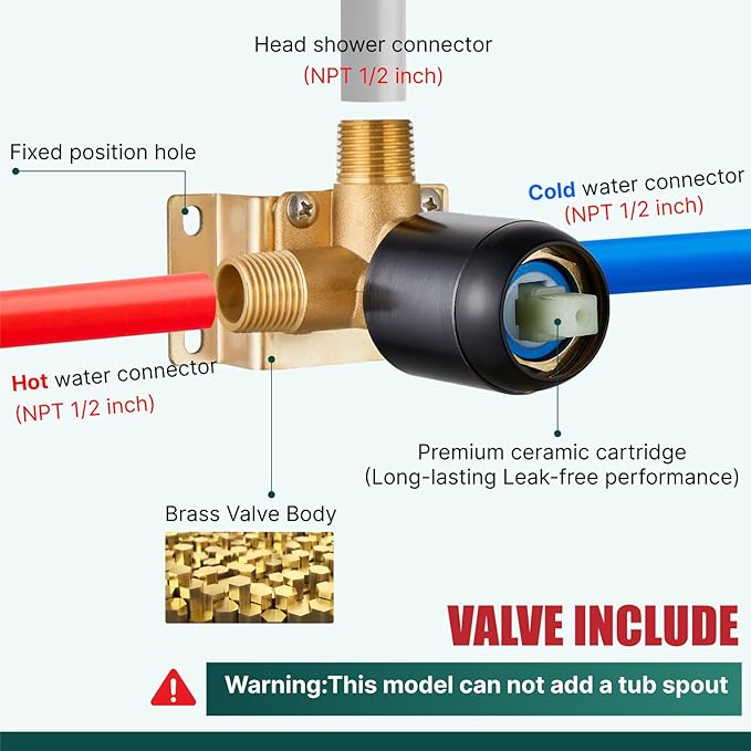 Heyalan Shower Faucet Set Square Stainless Steel Bathroom Rainfall Shower System One Handle Single Function Shower Trim Kit with Rough-in Valve Male Thread,Ceiling Mount,12 Inch,Oil Rubbed Bronze