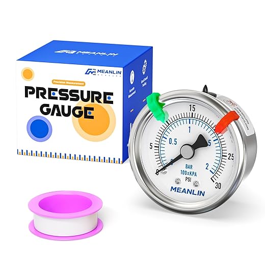 MEANLIN MEASURE 0~30Psi Dry Low Pressure Gauge Stainless Steel 1/4" NPT 2" FACE DIAL Waterproof for Pool Sand Filter Water Oil Air Pressure Test Back Mount (with 2PCS Snaps)