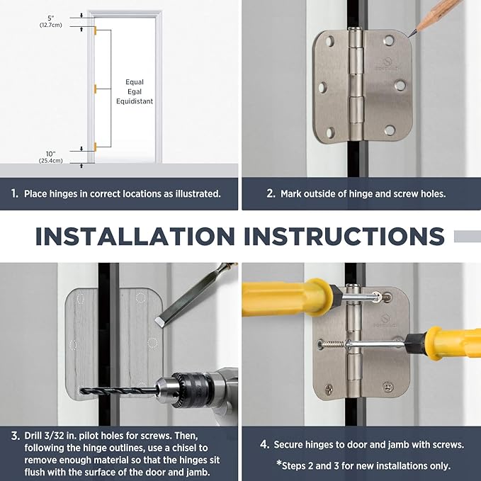 Door Hinges Oil Rubbed Bronze Hinges 3.5 in 5/8" Radius Corners Black Hinge Interior Hinge Hardware 12 Pack