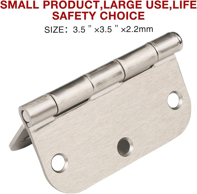 18 Pack Nickel Door Hinges Brushed Nickel 3 1/2 Interior Door Hinges Satin Nickel 3.5 Inch with 5/8” Radius Corners 3 ½"x 3 ½" Silver Hardware Controls JIW