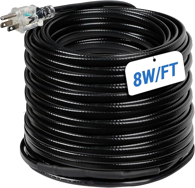 Heat Tape for Roof and Gutters 152FT, 8 Watts/ft Roof Heat Cable w/ 60PCS Clips & Spacers, Self-Regulating Heat Cable w/LED Plug, Gutter Heat Cable for Ice Dam & Pipe Freeze Prevention