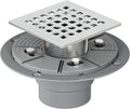 Neodrain Square Shower Drain,4 inch Stainless Steel 304 Grate and PVC Drain Body, Grate with Brushed Nickel Finish, Kit Includes Hair Trap/Strainer,Lifting Hook and PVC Drain Base