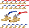 20-Pack Foskan 1/2" Brass PEX-A Full Port Ball Valve, Quarter Turn Shut-off Valve for PEX-A Tubing(Blue and Red)