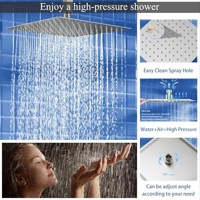 Brushed Nickel Shower System, Knob Switch Diverter Shower Faucet Set with High Pressure Handheld Spray, Ceiling Mount 10 Inch Shower Head with 6 Inch Wall Mount Shower Head
