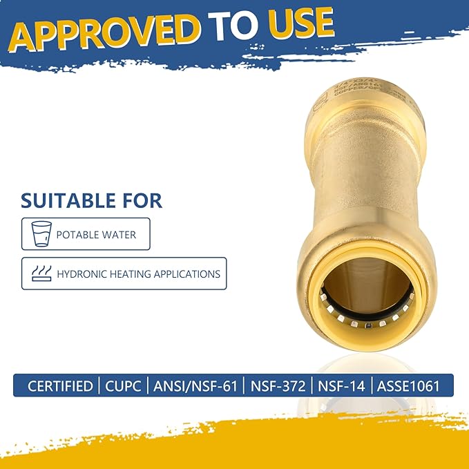 Slip Coupling,3/4 Inch Push-fit Slip/Repair Coupling with Disconnect Clip, 3/4" Push Fittings for Copper, PE-RT, CPVC Pipe(Pack of 5)