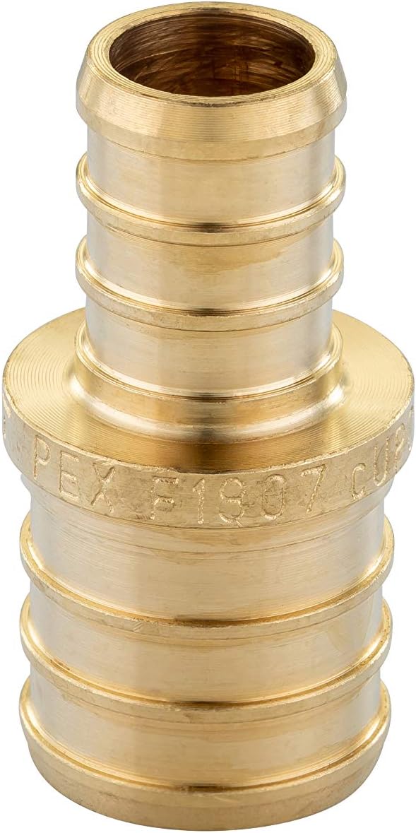 (Pack of 10) EFIELD Barb Crimp Pex 1/2 Inch x 3/4 Inch Reducing Coupling Brass Fitting,(PEX1807012)