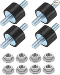 uxcell 4Pcs M5 x 10mm Rubber Mounts, 10 x 15mm Cylindrical Anti Vibration Isolator Studs Shock Absorber Double Studs with Nuts for Car Bobbin Generator Air Compressors
