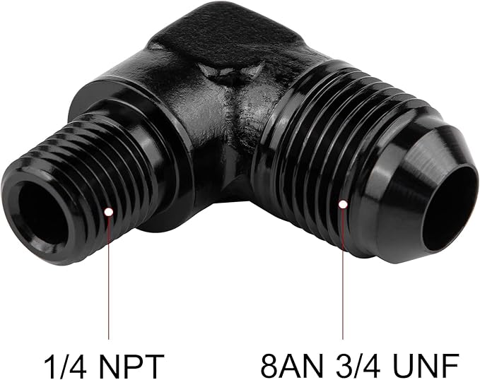 EVIL ENERGY 8AN to 1/4" NPT Male 90 Degree Fitting Adapter Aluminum