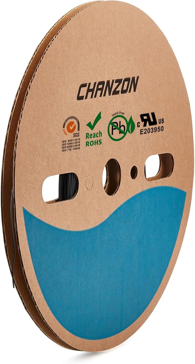 Chanzon 2:1 Ratio - 80Ft Roll - 1/42" (0.6mm) Heat Shrink Tubing 2:1(25M Total Length) Black Polyolefin Sleeving Wrap Shrinking 2 to 1 1pcs