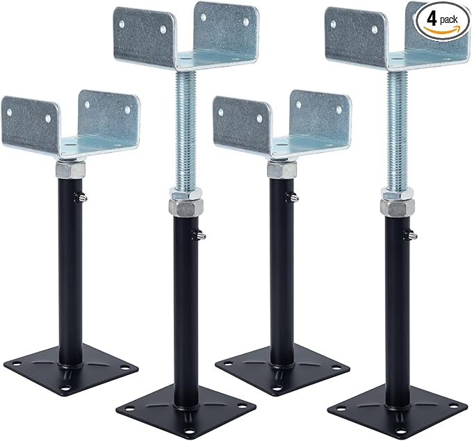 4 Pack U-Shaped Floor Jack for 4x2, 4x4, 4x6 Joists - Adjustable Steel Telepost with U-Head, Mini Screw Jack, Post Jack.9-13 Inch Adjustment Range.