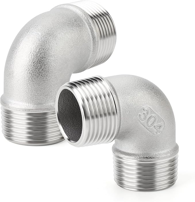 TAISHER 5PCS 304 Stainless Steel 90 Degree elbow,1/2" NPT Male × 1/2" NPT Male Thread Pipe Fitting