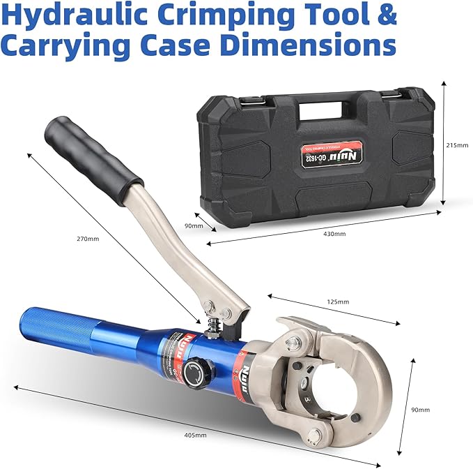 GC-1632 Hydraulic Copper Pipe Crimping Tool Kit, 6 Ton Force with 1/2" 3/4" 1" Dies, Pipe Cutter & Deburring Tool for Plumbing & HVAC