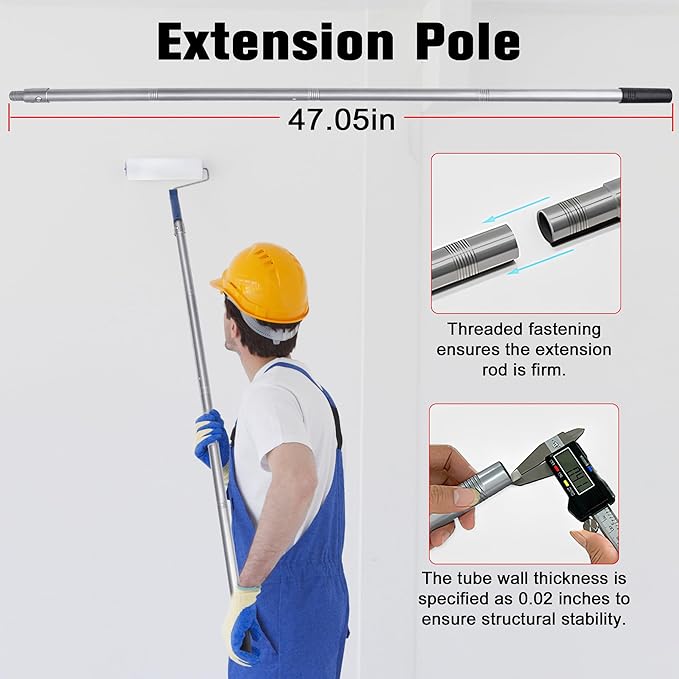Self-Leveling Cement & Epoxy Floor Tool Kit – Rake, 9” Spike Rollers, 4” Paint Roller, Spiked Shoes, Extension Pole, Gloves & Accessories