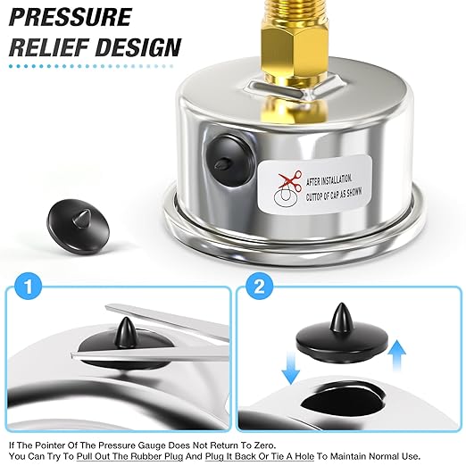 MEANLIN MEASURE 0~30Psi Dry Low Pressure Gauge Stainless Steel 1/4" NPT 2" FACE DIAL Waterproof for Pool Sand Filter Water Oil Air Pressure Test Back Mount, with 1/2" NPT and 3/8" NPT Hex Bushing