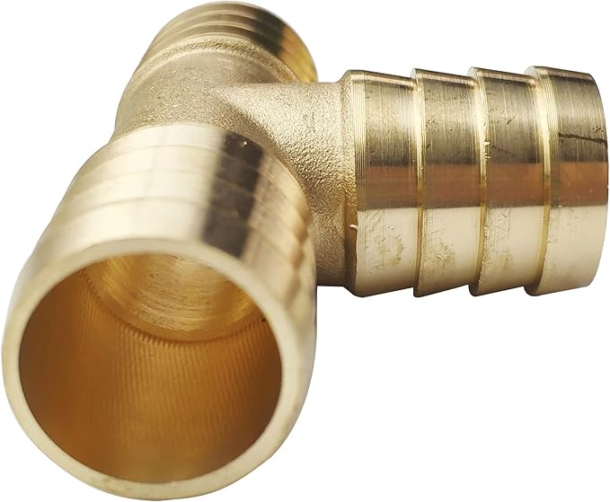 2PCs 1" Brass Hose Barb Fitting Tee 3 way Barbed Splicer Mender Union Fitting with 6PCs Hose Clamp for Oil Water Air