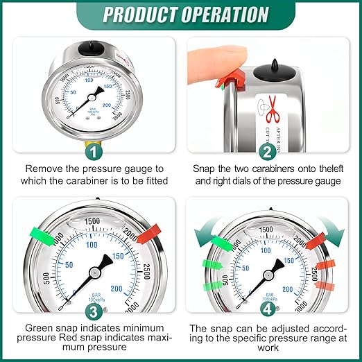 0-3000psi Stainless Steel 1/4" NPT 2.5" Dial, Glycerin Liquid Filled Pressure Gauge Lower Mount Designed for Pressure Testing of Water, Oil and Air (with Range Mark Pointer)