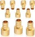 10-Pack HeSun PEX Fittings, 1/2" PEX x 1/2" Female Sweat Adapter (Over Copper Tube), Brass Crimp Fitting for ASTM F1807(PEX1807127)