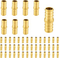 Pack of 50 Foskan 1/2 Inch PEX Straight Coupling,Brass Crimp Fittings for PEX Tubing Pipe