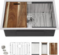 30"x19" Undermount Kitchen Sink – 16 Gauge 304 Stainless Steel Ledge Workstation Under Counter Round Corners Single Bowl Sink Basin