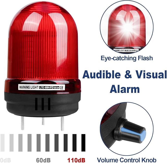 Sump Pump Alarm, High Water Leak Detection, with 110dB Loud Alarm and LED Indicator, 5ft Probe Cable, Suitable for Indoor/Outdoor Systems in Basements, Septic Tanks, and Sumps
