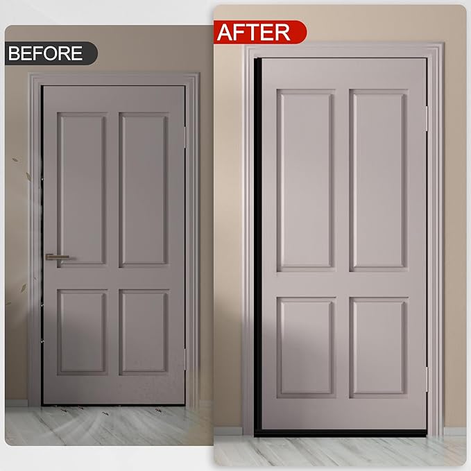 MYFAMIREA Door Weather Stripping 2IN (W) x 10FT (L) Door Draft Stopper Seal Tape Silicone Seal Strip Self Adhesive Shower Sweep Insulation Tape Side Bottom Strip for Sliding Glass Window Gap, Black