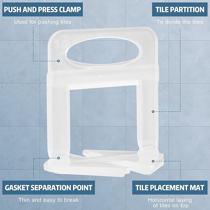 Tile Leveling System, 2000-Piece Tile Spacers 1/16 Inch Tile Clips, Tile Leveling Clips for Tiles and Stone Installation