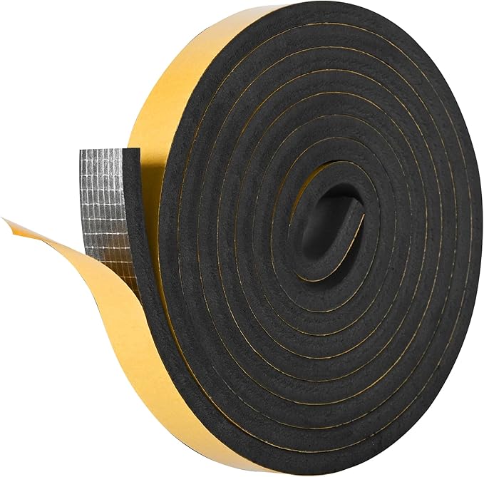 Self Adhesive Foam Tape Weatherstrip 2in x 1in x 6.5Ft High Density Foam Insulation Strips Foam Seal Weather Stripping with Strong Adhesive for Door and Window Sound Isolation Soundproofing