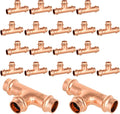 20-Pack GUOFIS Copper Press Tee,1/2" x 1/2"x 1/2" Tee Fittings for Copper Tube Connection with Stop(PRESS009-20Pack)