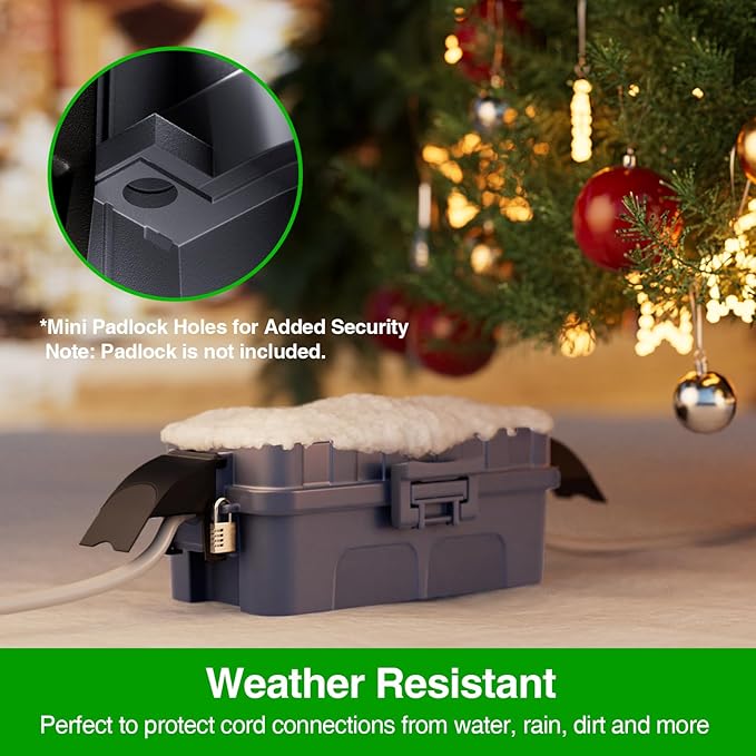 Flemoon 2-Piece Outdoor Waterproof Electrical Box Set – 12.5" x 8.5" x 5" Large & 8.1" x 4.9" x 3.1" Small Weatherproof Electrical Boxes for Power Strips, Outlets, Holiday String Lights, Gray