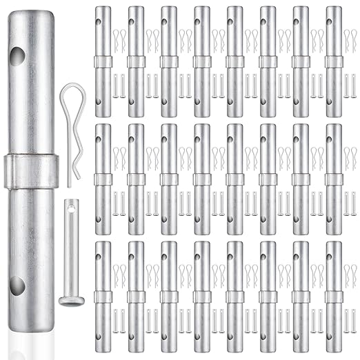 24 Pack Scaffolding Coupling Pin 9"L Heavy Duty Scaffolding Coupling Pin with 1" Collar and 48 Spring Retainers Locking Pins Scaffold Connecting Rod Accessories(1-1/4"od)